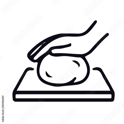 kneading dough cooking,baking icon, bakery outline black and white vector design 