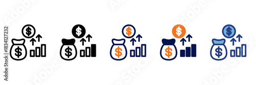 Business Profit Icon Set With Multiple Styles Vector Illustration