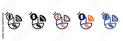 Dividend Icon Set With Multiple Styles Vector Illustration