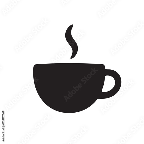Cup of coffee with steam silhouette drink beverage cafe hot coffee break time