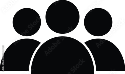 Group of people icon silhouette of three individuals representing teamwork and community