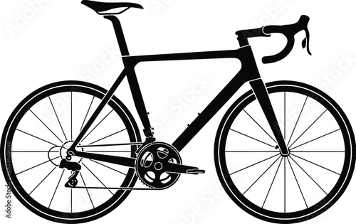 Black road bike illustration on a white background for cycling enthusiasts