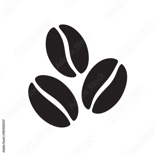 Three coffee beans vector isolated on white background for cafe sign and print design