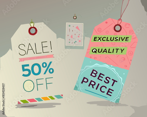 Sale 50 percent off and best price exclusive quality tags