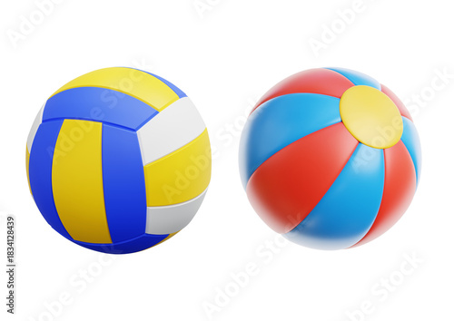 Volleyball and beach ball isolated on transparent background