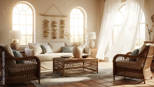 modern living room with sunlight