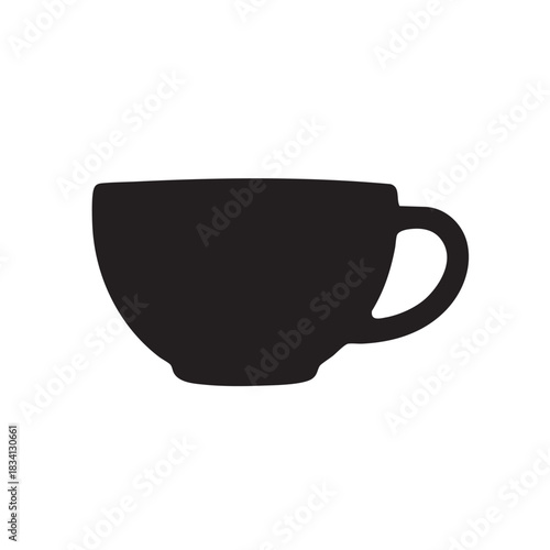 Coffee cup illustration symbol of hot drink break from work dark coffee break time