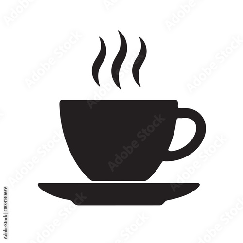 Cup of coffee black silhouette aroma beverage cafe symbol design vector illustration