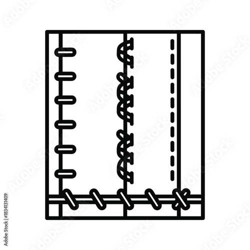 Sewing pattern icon with various stitch types