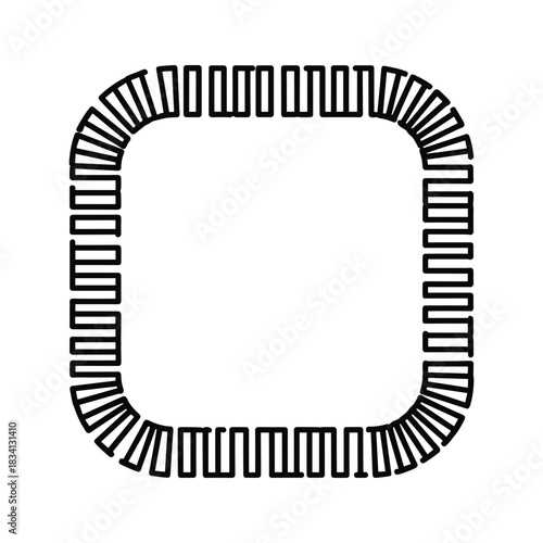 Abstract Black Outline Frame with Segmented Geometric Pattern and Rounded Corners