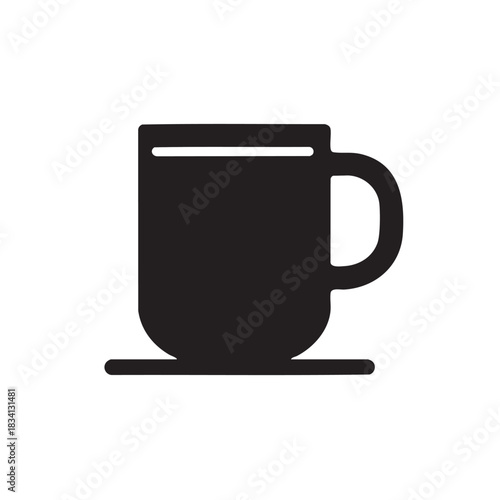 Coffee mug simple icon vector flat black silhouette isolated on white background drink sign