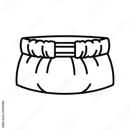 Vector Line Icon of a Gathered Fabric Waistband or Belt