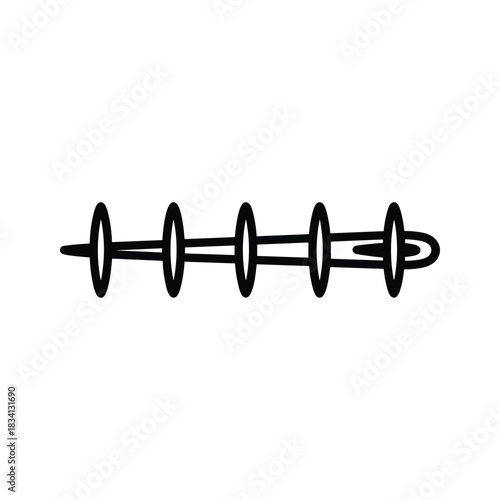 Simple Hand-Sewn Running Stitch Line Icon