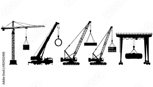 Construction Crane Lifting Load Silhouette