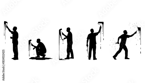 Painter At Work With Drips Silhouette