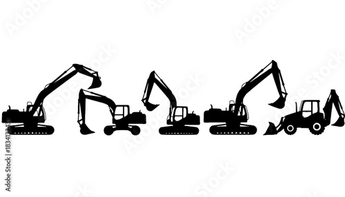 Excavator Machine Icon Silhouette