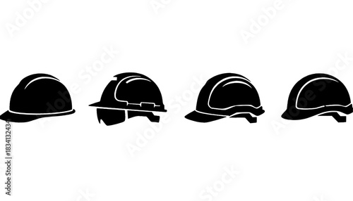 Construction Safety Helmet Silhouette Icon