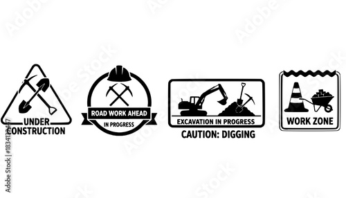 Under Construction Road Sign Silhouette