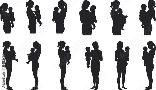 Silhouetted Mom and Baby Endearing Moments of Maternal Love