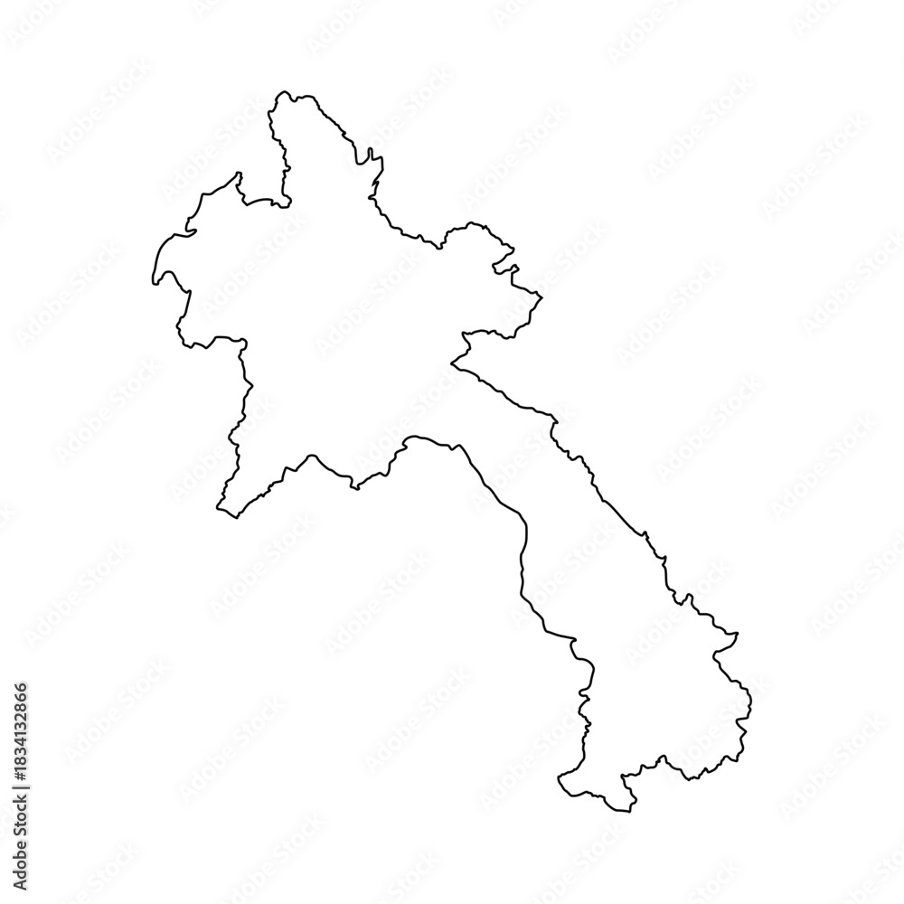 Fototapeta premium Laos outline map. Laos map vector. Laos map on white background
