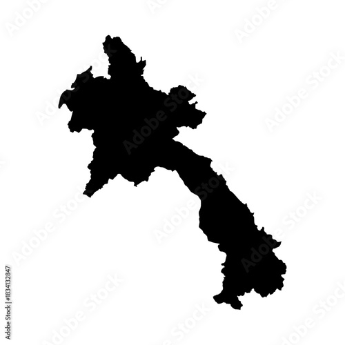Laos silhouette map. Laos map vector. Laos map on white background