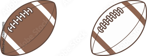 Vector illustration set of classic brown and white American footballs