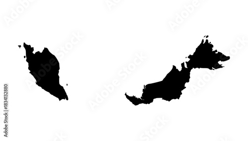 Malaysia silhouette map. Malaysia map vector. Malaysia map on white background