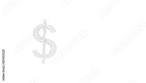 3D polygonal dollar sign symbol on white background money currency
