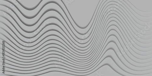 Abstract  white and gray color, modern design stripes background with geometric round shape, wavy pattern. Vector illustration.