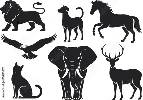 Diverse animal silhouettes vector collection for graphic design and wildlife themes