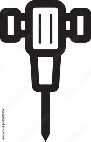 Black icon of a jackhammer on a white background tool construction