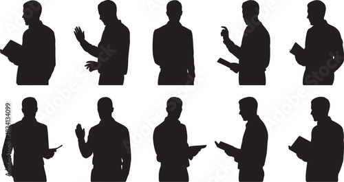 A versatile vector collection of businessman silhouettes in action poses