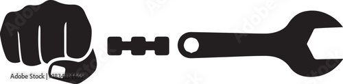 Fist and Wrench Icon Symbolizing Labor and Mechanics tool
