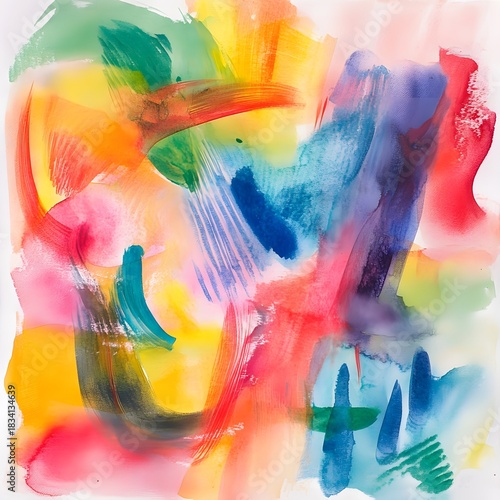 Vibrant Abstract Watercolor Splashes and Brushstrokes with Yellow Orange Pink photo background