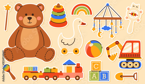 Children's toys sticker set. Preschool toys for children's activities.