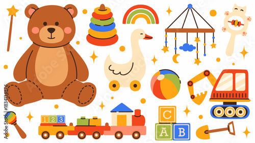 Children's toys set. Preschool toys for children's activities.