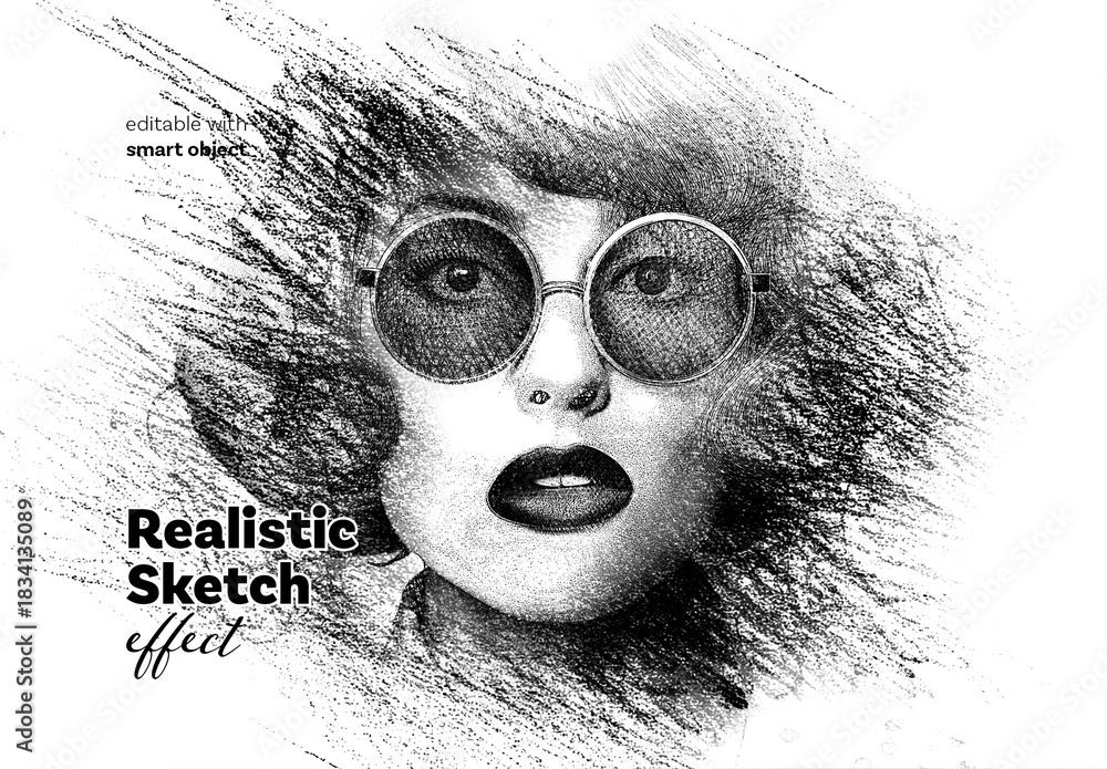 Realistic Sketch Photo Effect Stock Template | Adobe Stock