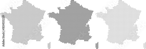 France vector map with dotted shape pattern. Global European France map vector geometric dotted shape art pattern illustration showing French bordar, state country view. Trending France vector map
