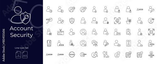 Account Security Line Editable Icons set