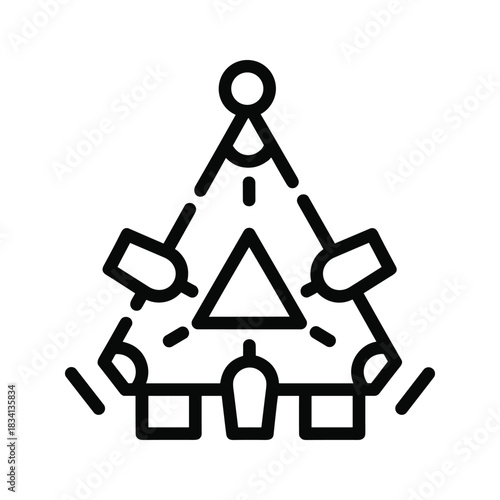 Team Collaboration Meeting Table Icon with Abstract Participants and Central Focus