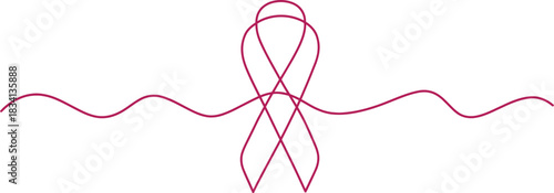 Minimalist pink ribbon illustration simple vector design element isolated on white background for awareness campaigns