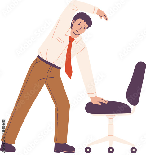 Man Doing Office Stretch Exercise Illustration