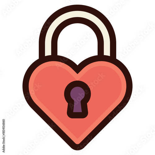 lock with love heart shape icon illustration