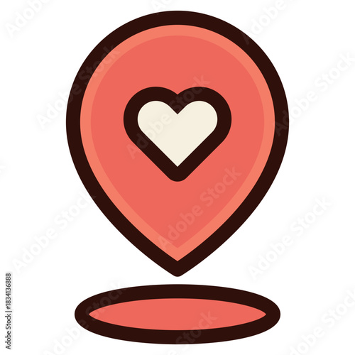 pin location with favorite love heart shape icon illustration