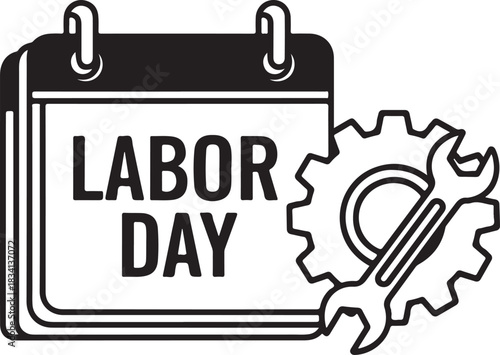 Labor Day Calendar Gear Wrench Illustration tools