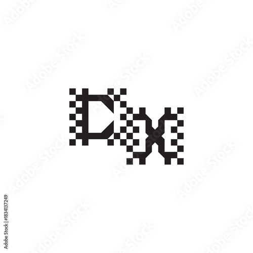 Alphabet Logo Monogram Design Modern Abstract Bold CX Initial Pixel Vector Alphabet