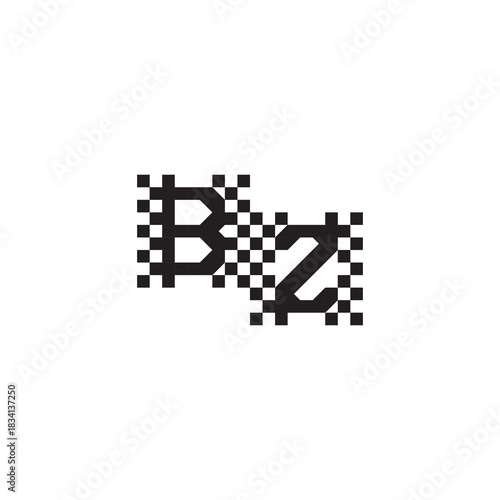 Alphabet Logo Monogram Design Modern Abstract Bold BZ Initial Pixel Vector Alphabet