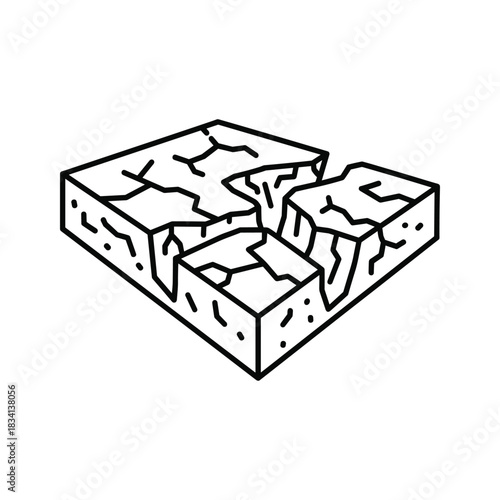 Cracked Ground Fissure Line Icon