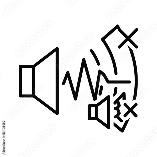 Noise Cancellation Icon with Sound Waves and Muted Speaker