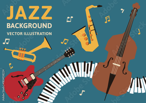 A-size background material. Vector illustration of a jazz band retro poster design